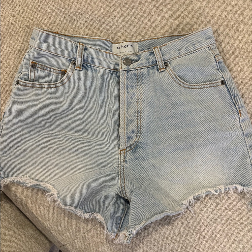 Together Light Blue High-Rise Cutoff Denim Shorts